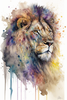 Toile "Animaux à l'aquarelle" - Le lion